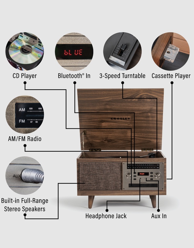 Crosley - Crosley Serenade 8 in 1 Record Player