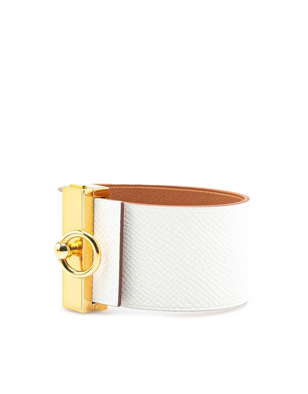 Pre-Loved by Azura Reborn - Pre-Loved hermes Leather Cuff Bracelet Gold Clasp