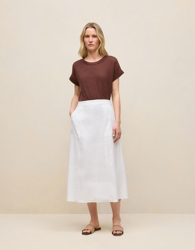 Trenery - Stretch Linen Patch Pocket Skirt in White