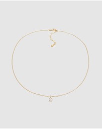 Elli Jewelry - Necklace Choker Zirconia Solitaire Basic in 925 Sterling Silver Gold Plated