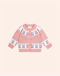 Huxbaby - Folk Cherry Bow Cardigan - Babies-Kids