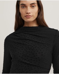 Witchery - Asymmetric Flocked Long Sleeve Top