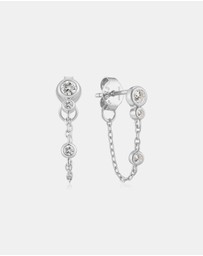 Ania Haie - Silver Bezel-Set Drop Chain Stud Earrings