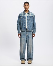 Scotch & Soda - Denim Trucker Jacket With Contrast Check Panelling