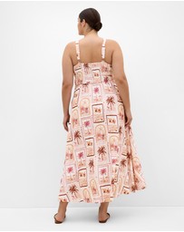 City Chic - Collins Postcard Print Maxi Dress