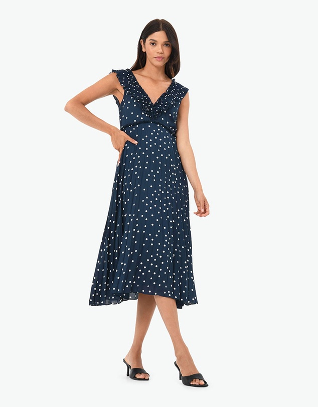 Forcast - Karis Polka Dot Pleated Dress