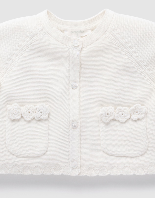 Purebaby - Crochet Flower Cardigan-Kids-Babies
