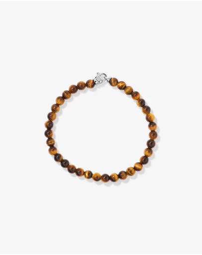 Michael Hill - 6mm Tiger's Eye Bead Bracelet in Sterling Silver