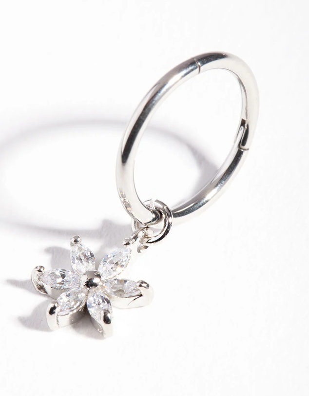 Lovisa - Surgical Steel Floral Cubic Zirconia Belly Ring