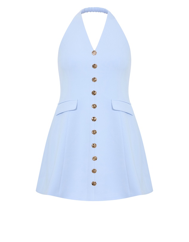 City Chic - Plus size Abbie Tailored Halter Mini Dress - sky blue