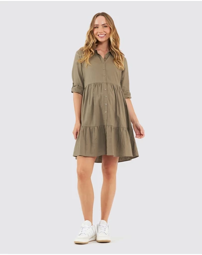 Ripe Maternity - Adel Linen Button Through Dress