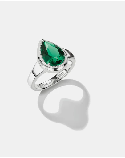 THOMAS SABO - THOMAS SABO Ring with Green Teardrop Stone Silver