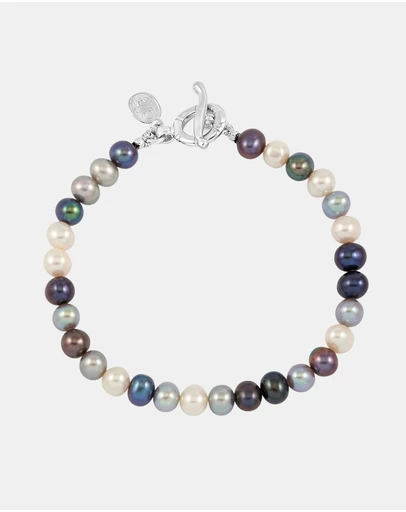 Dower & Hall - Men's Mixed Pearls Bracelet In Sterling Silver