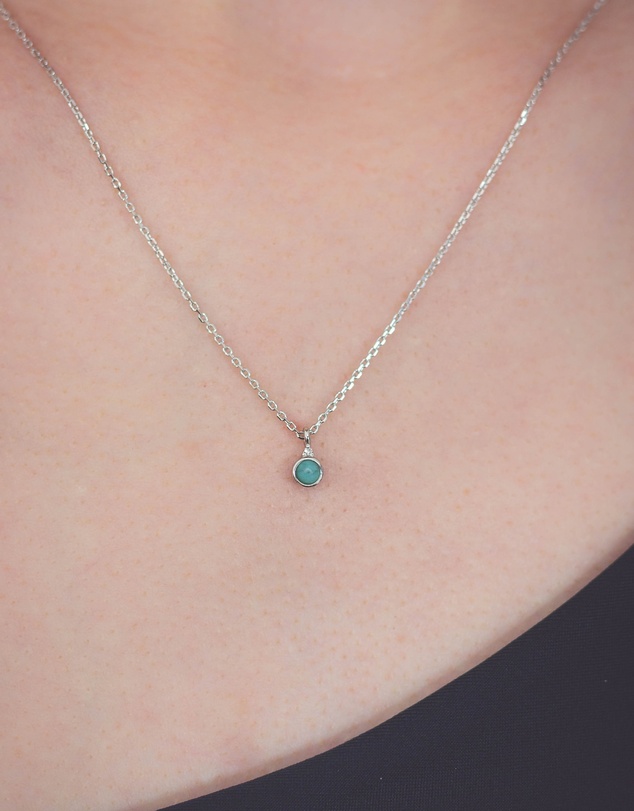 Georgini - Natural Turquoise And Diamond December Silver Pendant