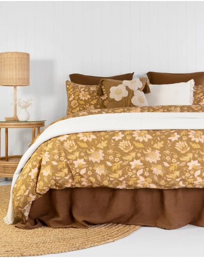 Bambury - Melati Floral Printed Cotton Quilt Cover Set - Reversible