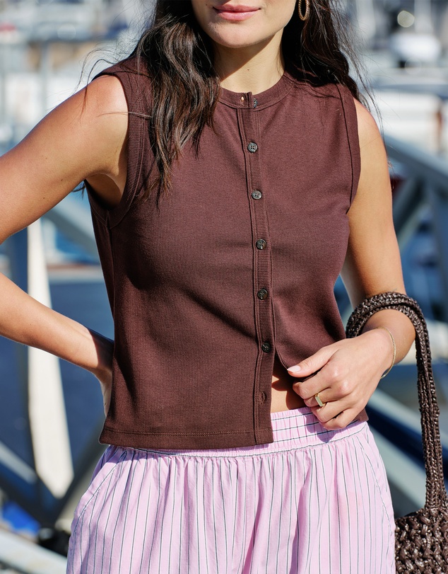 Ceres Life - Lyla Button Through Rib Tank