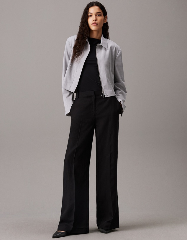 Calvin Klein - Wide Leg Linen Blend Pants