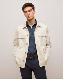 Trenery - Cotton Twill Chore Jacket in Stone
