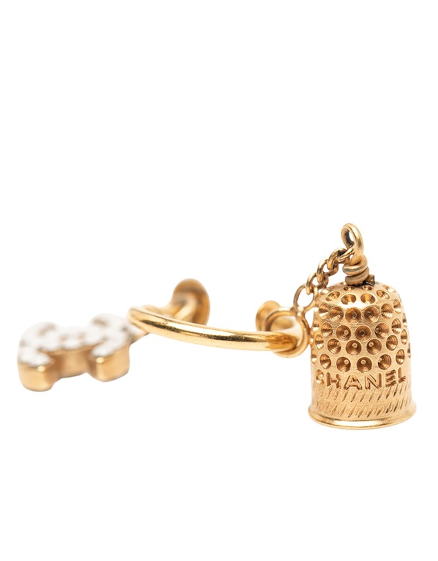 Pre-Loved by Azura Reborn - Pre-Loved Gold Plated Enamel CC Bell Drop Push Back Earrings