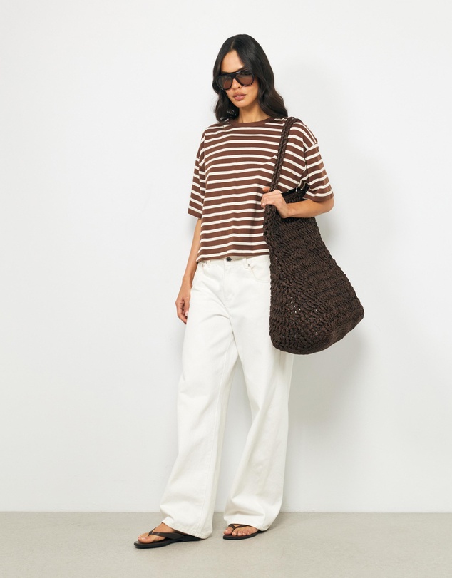 AERE - Layla Stripe Boxy Tee