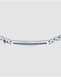 Maserati - Maserati Men's Stainless Steel Blue Logo Bracelet