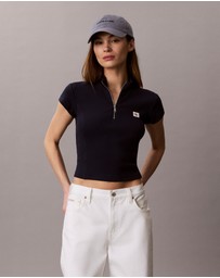 Calvin Klein Jeans - Monologo Patch Rib Zip Top