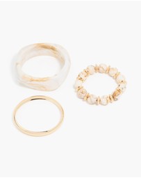 Lovisa - Gold & White Acrylic Bangles 3-Pack