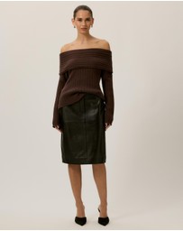 Tussah - Elena Ribbed Off The Shoulder Jumper