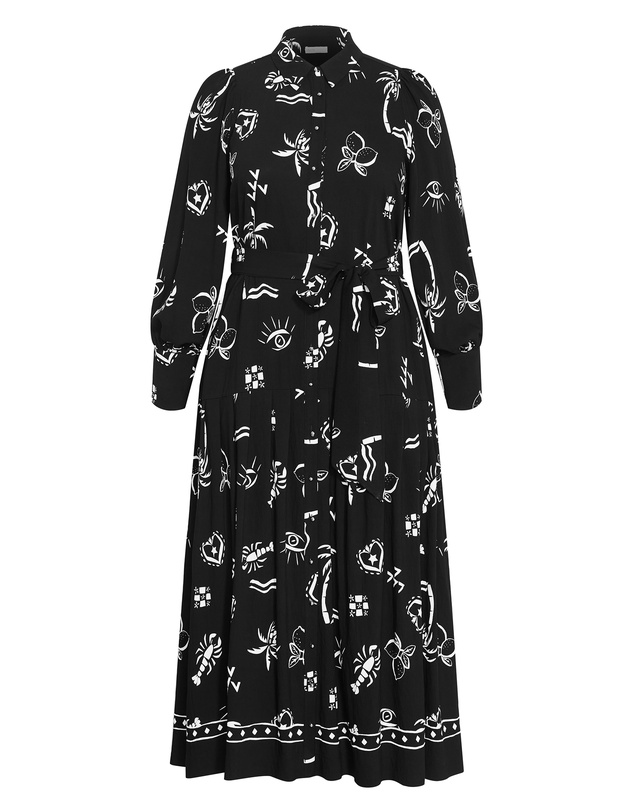 City Chic - Plus size Kinsley Print Maxi Dress - black