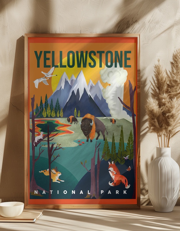 Olive et Oriel - Yellowstone National Park by The Whiskey Ginger Art Print