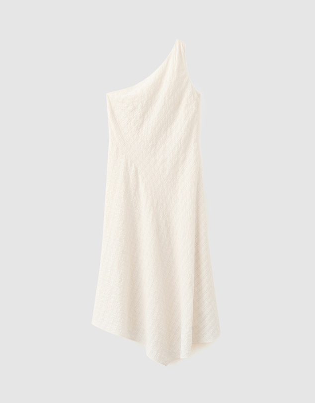 M.N.G - Asymmetric Textured Checkered Dress