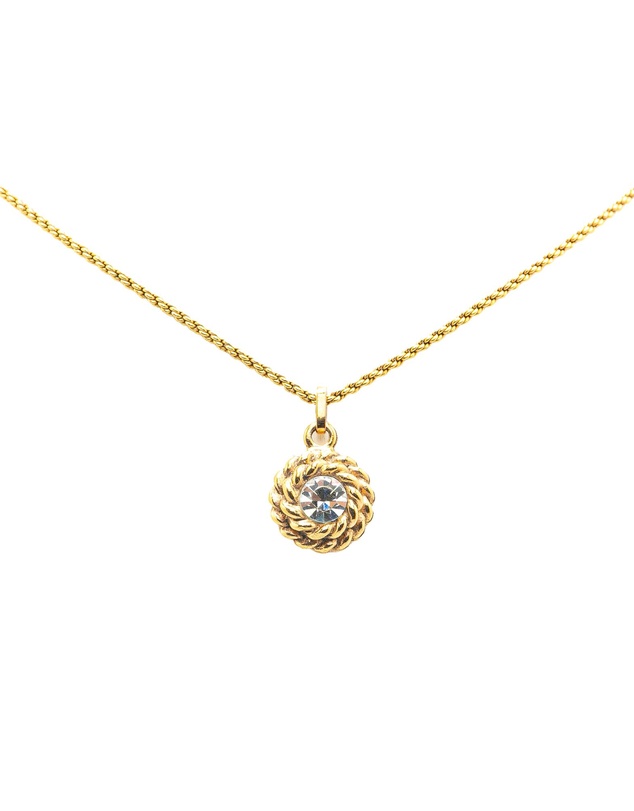 Pre-Loved by Azura Reborn - Pre-Loved Gold Plated Rhinestone Pendant Necklace