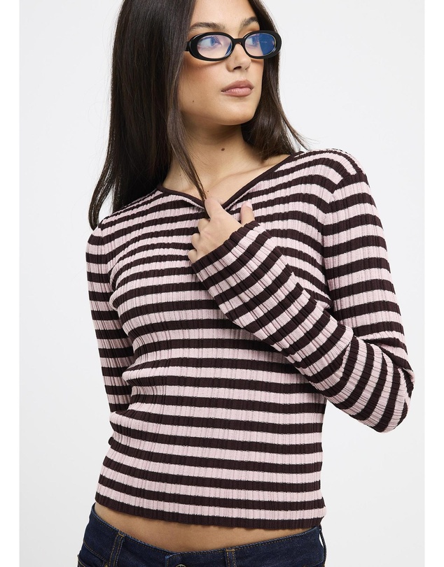 Subtitled - Holland Boat Neck Long Sleeve Knit Top
