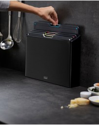 Joseph Joseph - Folio™ Steel 4-piece Chopping Board Set with Stainless Steel Storage Case (Carbon Black)