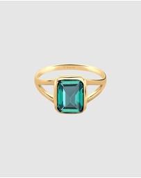Elli Jewelry - Ring Solitaire Quadrangle with quartz gemstones in 925 sterling silver gold plated