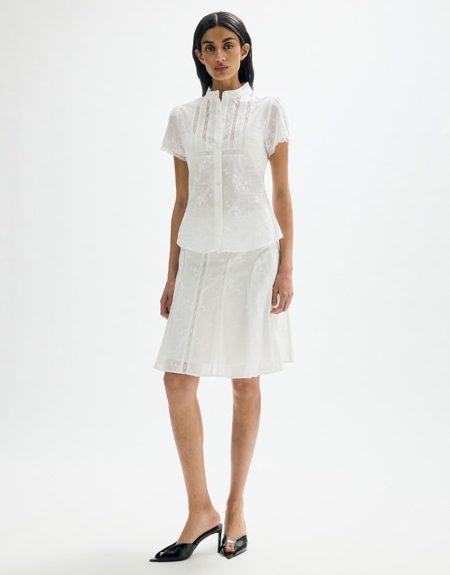 Minima Esenciales - Masson Cotton and Lace Midi Skirt