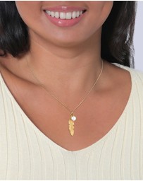 Elli Jewelry - Necklace Feather Shell Pearl 925 Sterling Silver Gold-plated