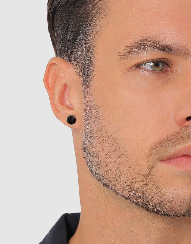 Kuzzoi - ICONIC EXCLUSIVE - Crystal Stud Earrings in Oxidised 925 Sterling Silver