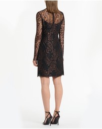 Carla Zampatti - Black Metallic Lace Long Sleeved Short Dress