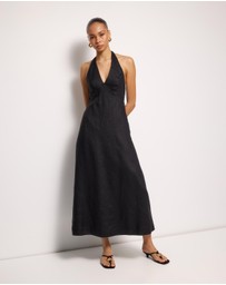 AERE - Brisa Halter Linen Slip Dress
