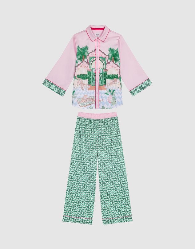 Chelsea Peers - Satin The Clubhouse Print Long Pyjama Set