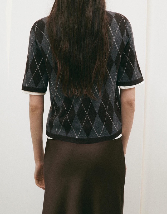 M.N.G - Short-Sleeved Argyle Sweater