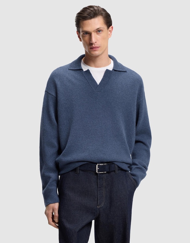 BOSS - Virgin-Wool Sweater With Johnny Collar