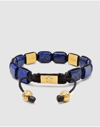 Nialaya Jewellery - The CZ Flatbead Collection - Blue Lapis and Black CZ