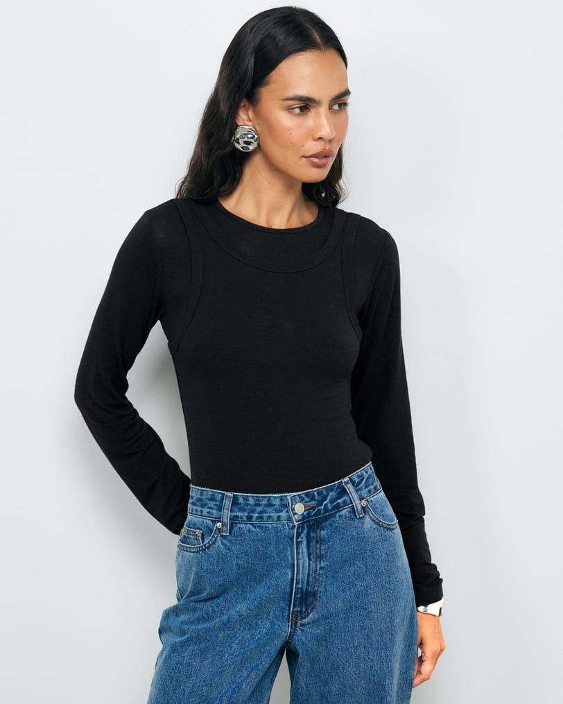 Tara Layered Jersey Top by AERE Online | THE ICONIC | Australia