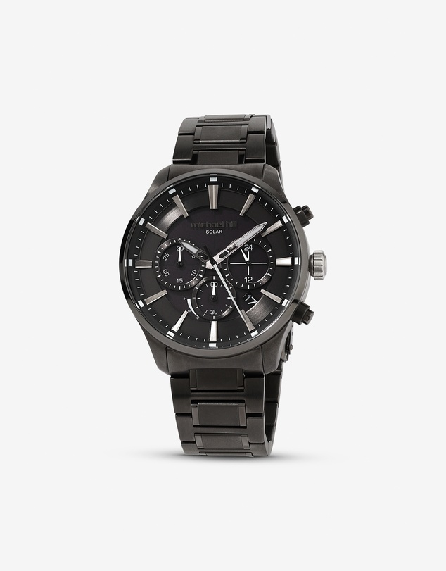 Michael Hill - Solar Powered Men's Watch Black Tone Stainless Steel
