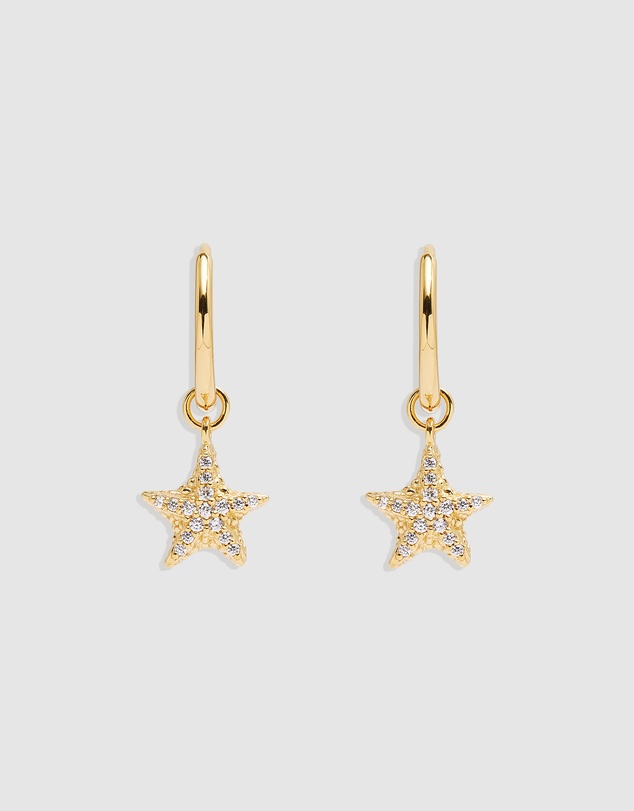 By Charlotte - By the Sea Crystal Starfish Hoops