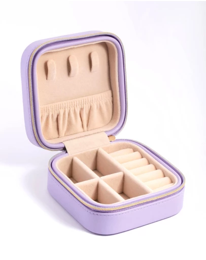 Lovisa - Purple Faux Leather Compact Square Jewellery Box