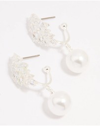 Lovisa - Silver Plated Cubic Zirconia Pearl Vine Hoop Earrings