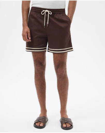 AERE - Contrast Linen Blend Shorts